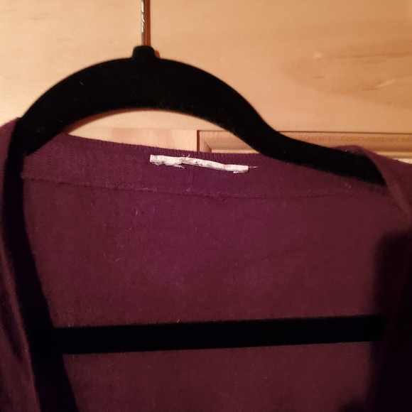 Purple Medium Gray LOFT Faux Wrap Sweater with Ruched Sleeves - Picture 5 of 5